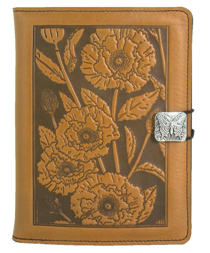 Genuine leather cover, case for Kindle e-Readers, Oriental Poppy, Marigold