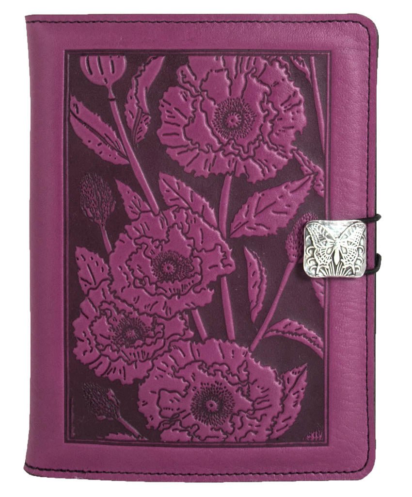 Genuine leather cover, case for Kindle e-Readers, Oriental Poppy, Orchid