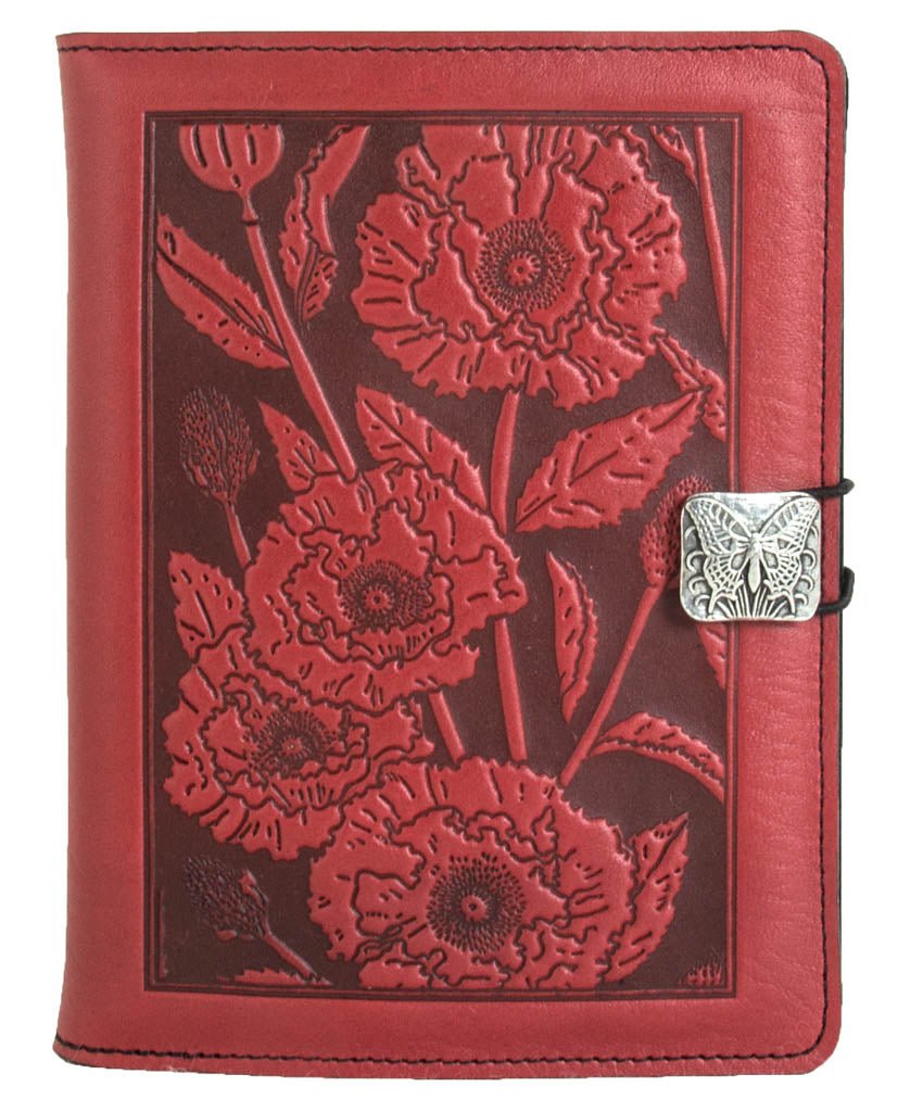 Genuine leather cover, case for Kindle e-Readers, Oriental Poppy, Red