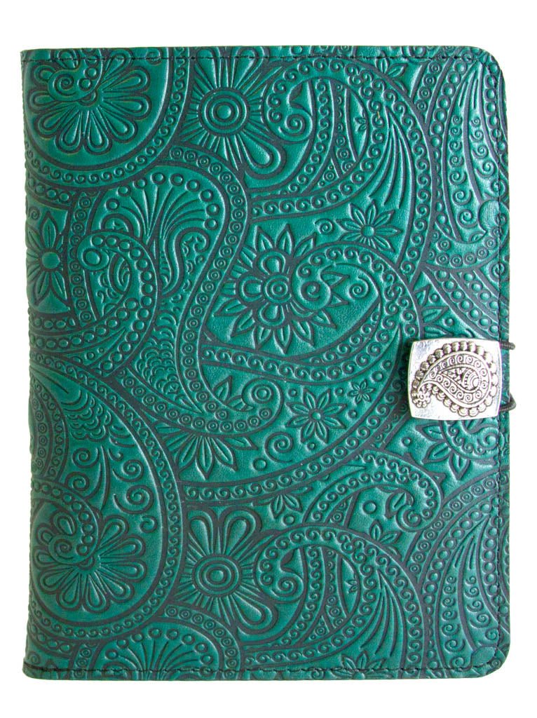 Genuine leather cover, case for Kindle e-Readers, Paisley, Teal