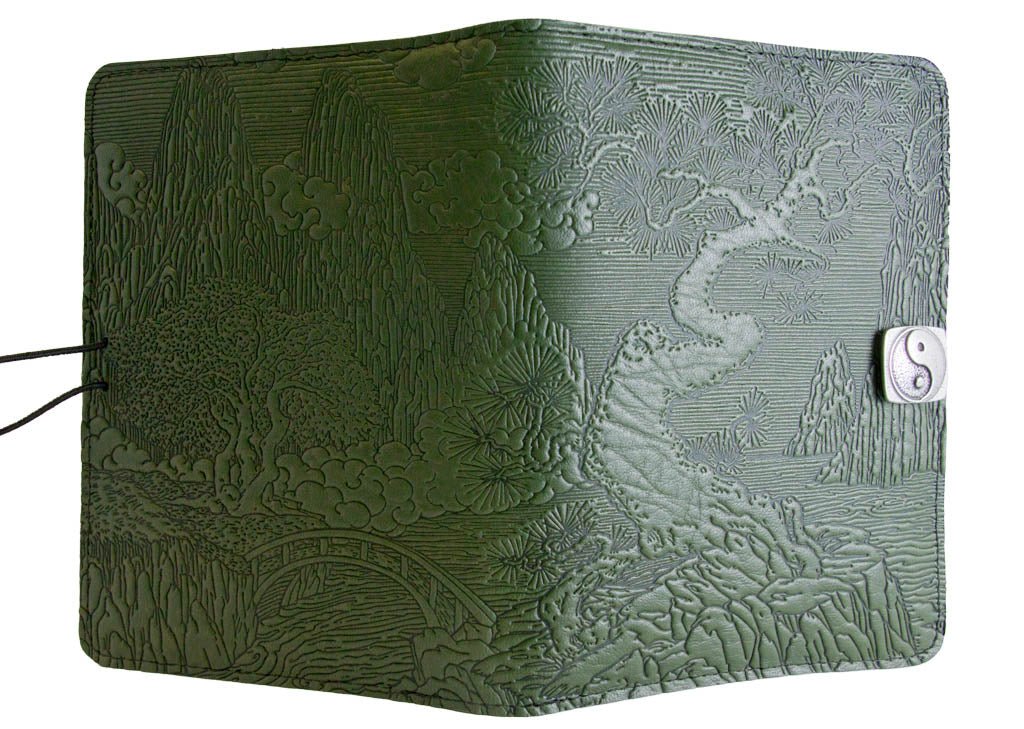 Genuine leather cover, case for Kindle e-Readers, River Garden , Fern - Open