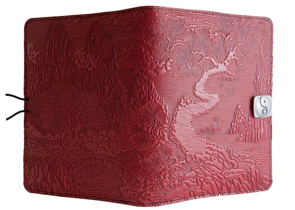 Genuine leather cover, case for Kindle e-Readers, River Garden , Red - Open
