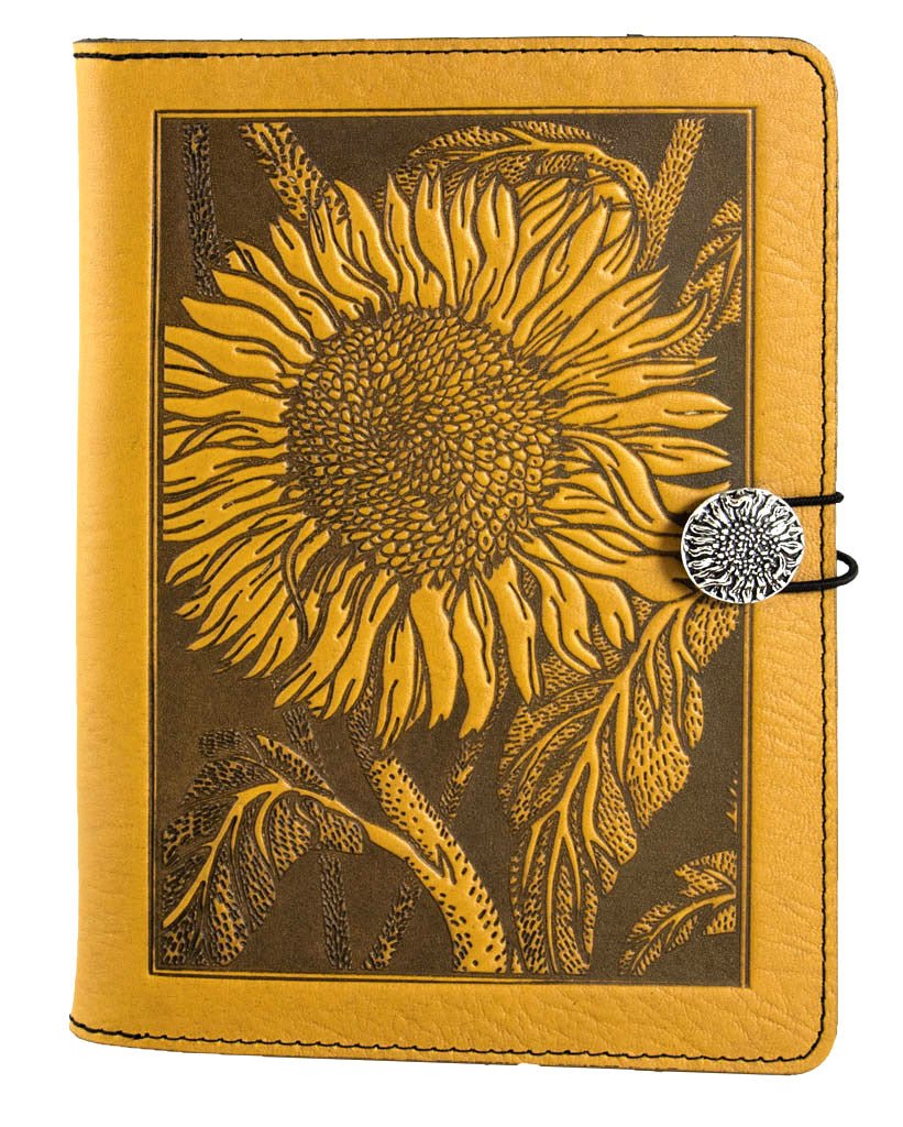 Genuine leather cover, case for Kindle e-Readers, Sunflower, Saddle