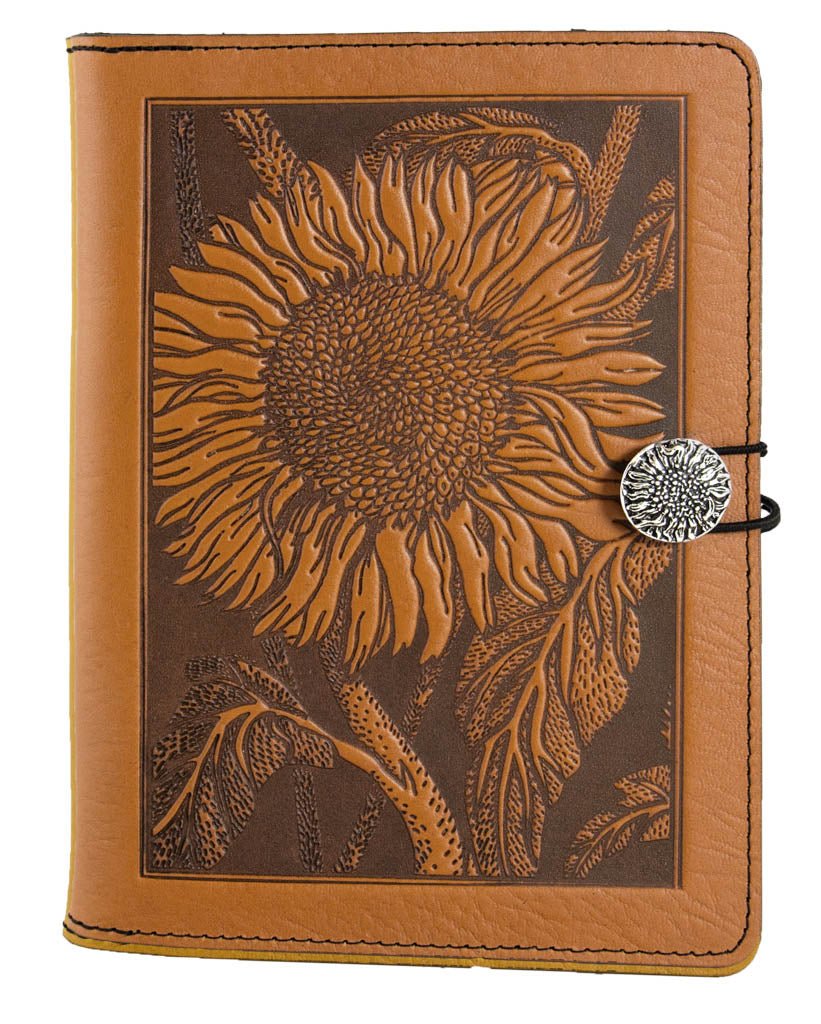 Genuine leather cover, case for Kindle e-Readers, Sunflower, Saddle