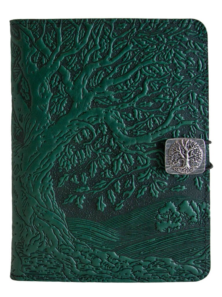 Genuine leather cover, case for Kindle e-Readers, Tree of Life, Green