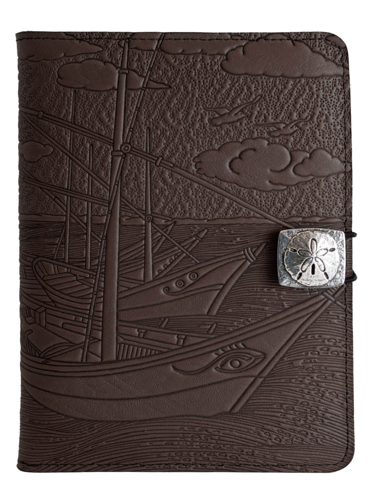 Genuine leather cover, case for Kindle e-Readers, Van Gogh Boats, Chocolate
