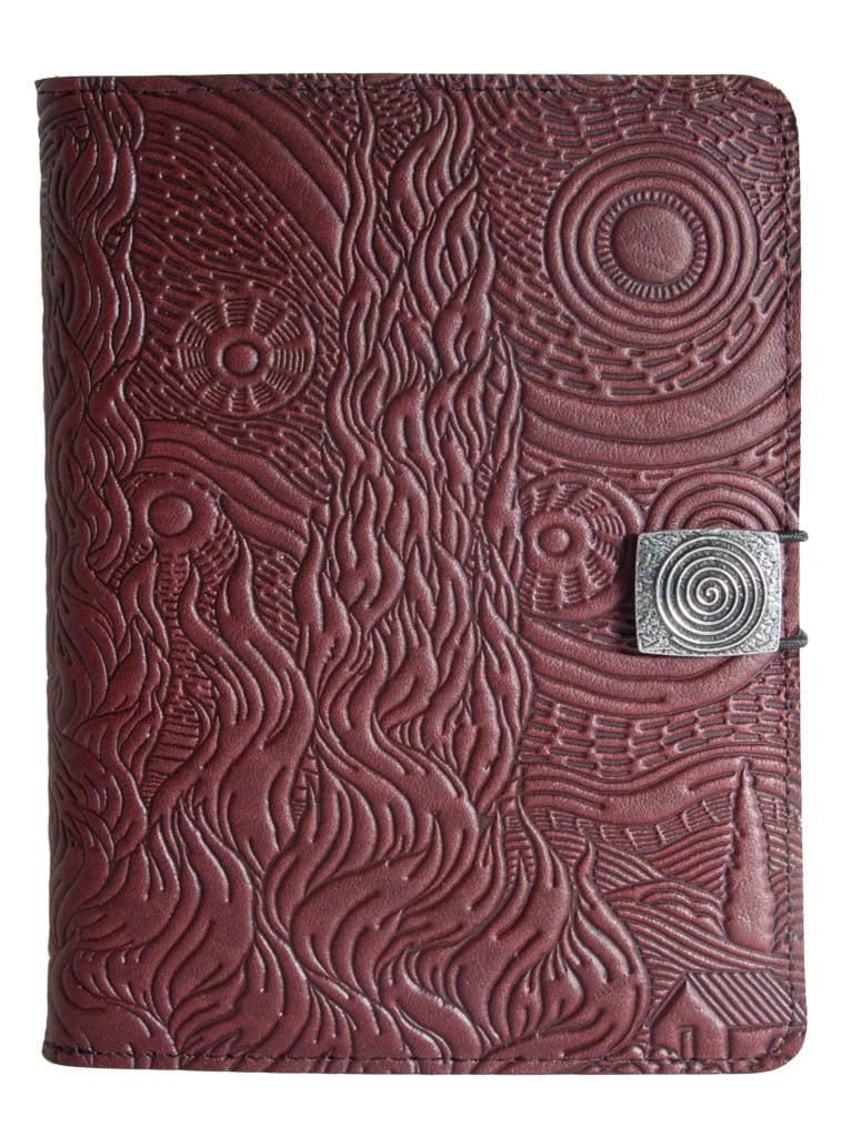 Genuine leather cover, case for Kindle e-Readers, Van Gogh Sky, WIne