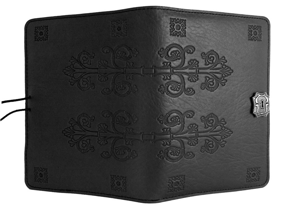 Genuine leather cover, case for Kindle e-Readers, Da Vinci, Black - Open