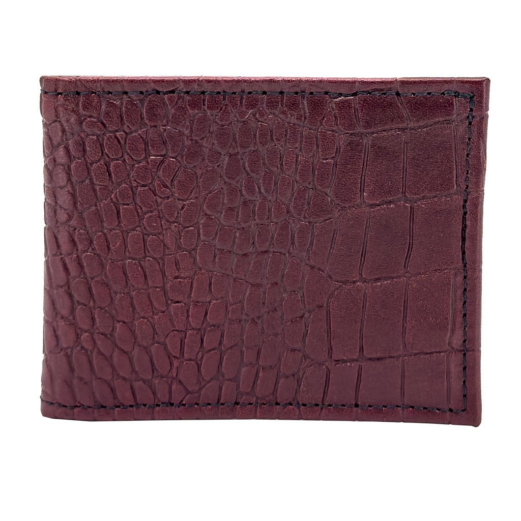 Oberon Design Leather Bi-Fold Alligator Wallet