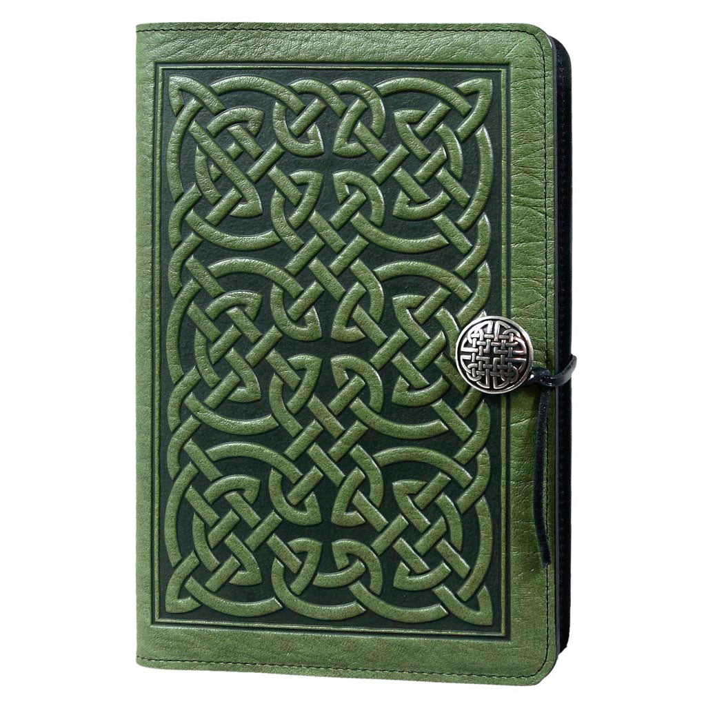 Oberon Design Large Refillable Leather Notebook Cover, Bold Celtic, Black