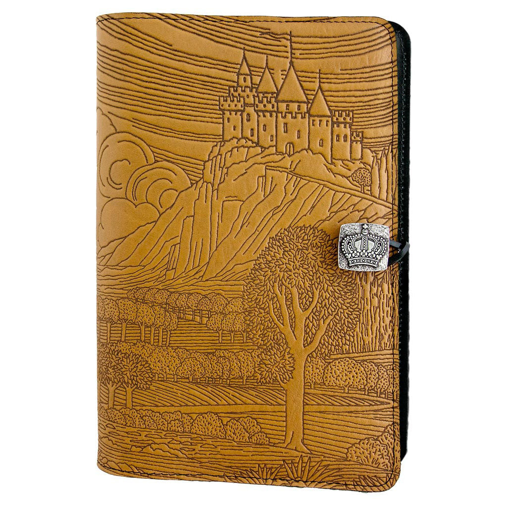 Oberon Design Large Leather Notebook Cover, Camelot, Marigold
