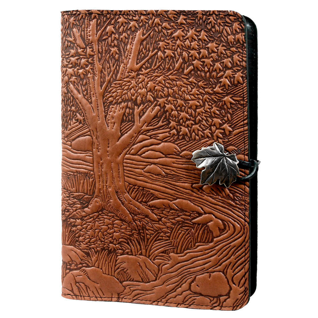 Oberon Design Large Refillable Leather Notebook Cover, Creekbed Maple, Saddle