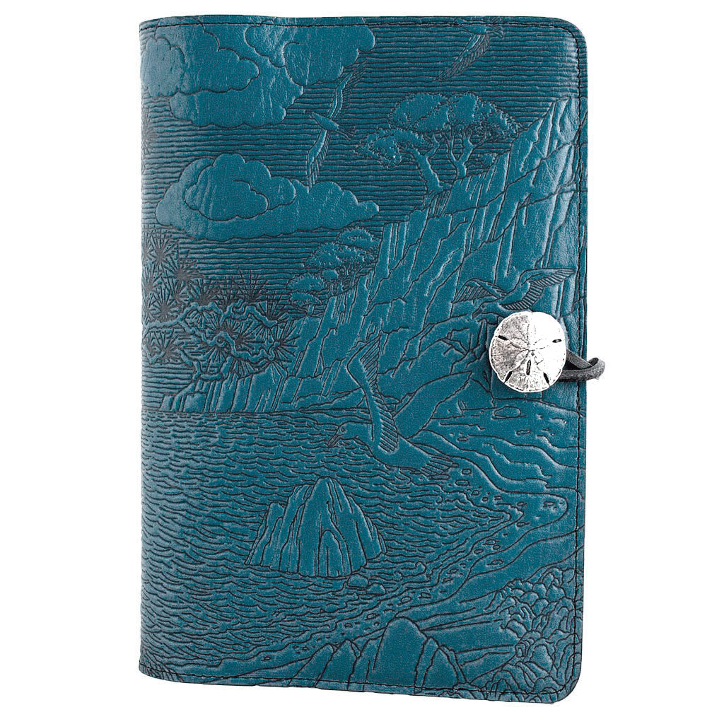 Oberon Design Large Refillable Leather Notebook Cover, Cypress Cove, Blue