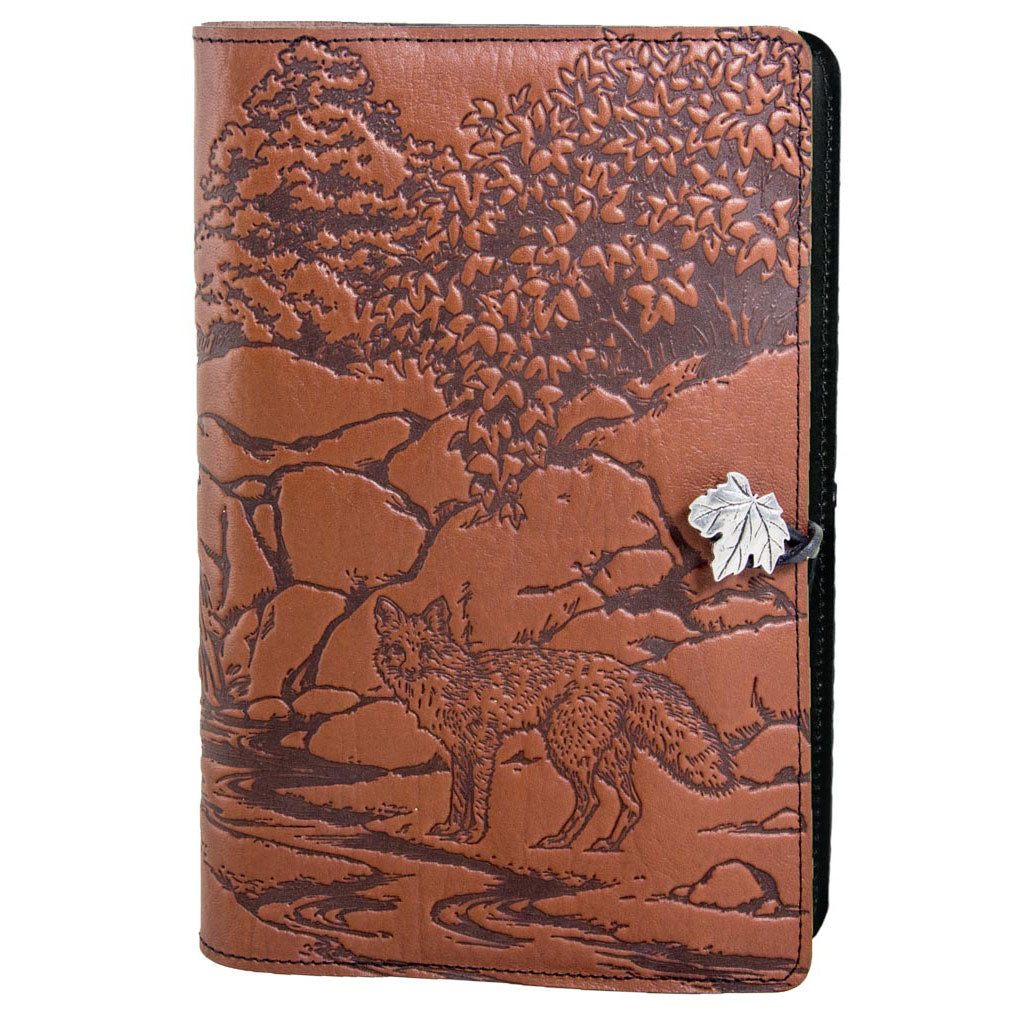 Oberon Design Refillable Large Leather Notebook Cover, Mr. Fox, Saddle