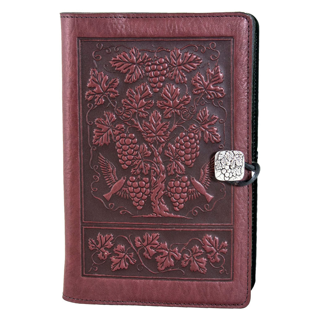 Oberon Design Large Leather Notebook Cover, Grapevine, Wine