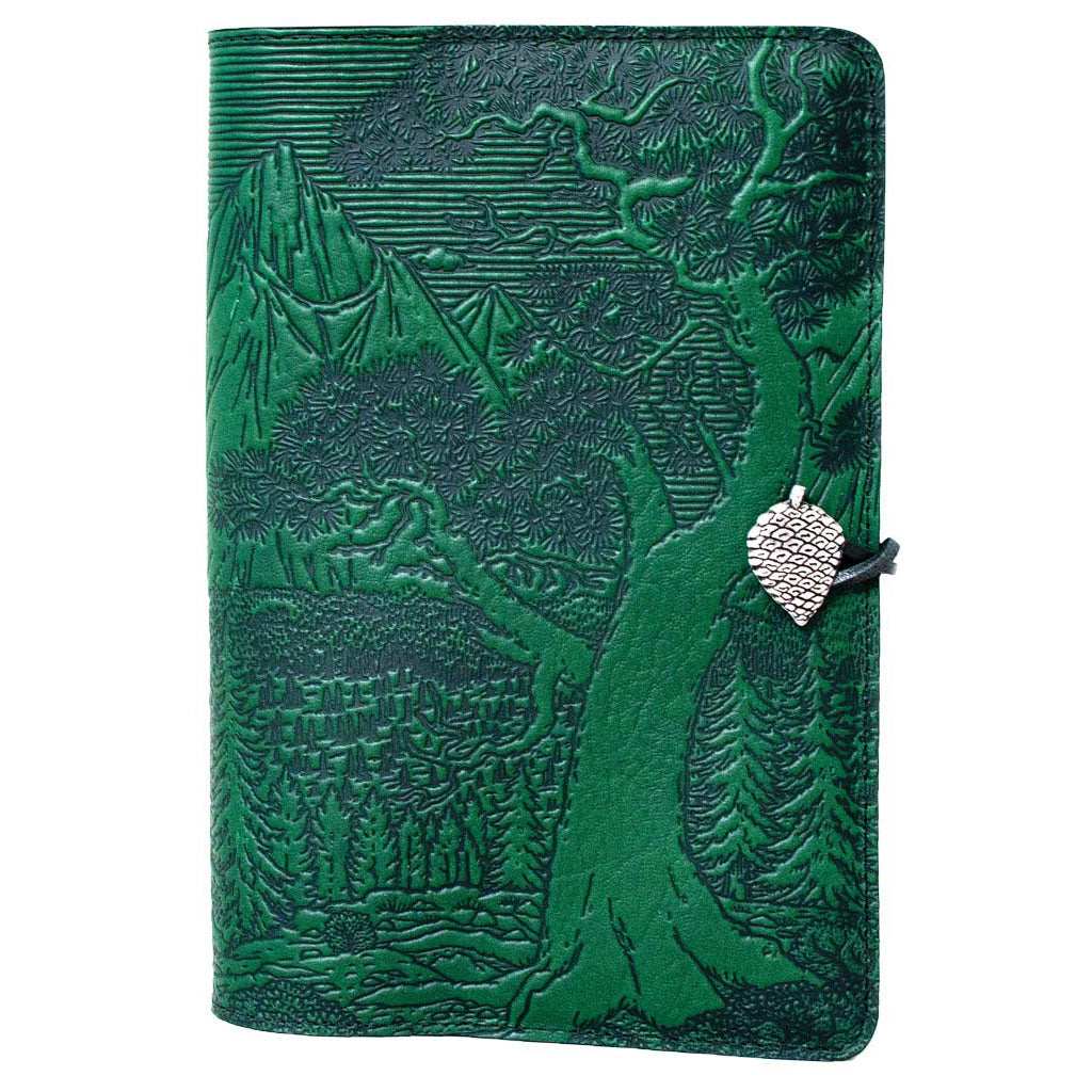 Oberon Design Large Refillable Leather Notebook Cover, High Sierra, Green