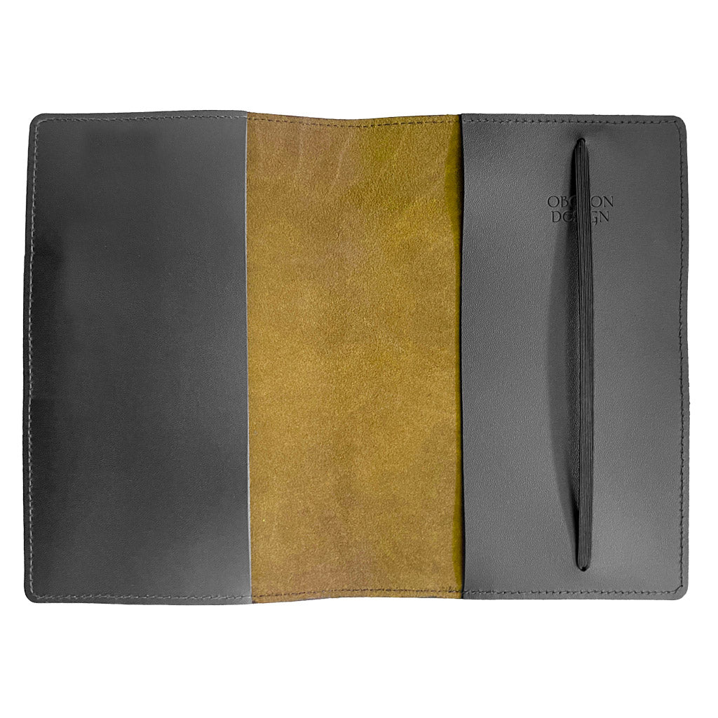 Oberon Design Large Refillable Leather Notebook Cover, Marigold Interior