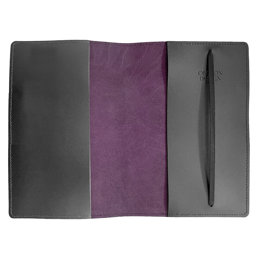 Oberon Design Refillable Large Leather Notebook Cover, Orchid Interior