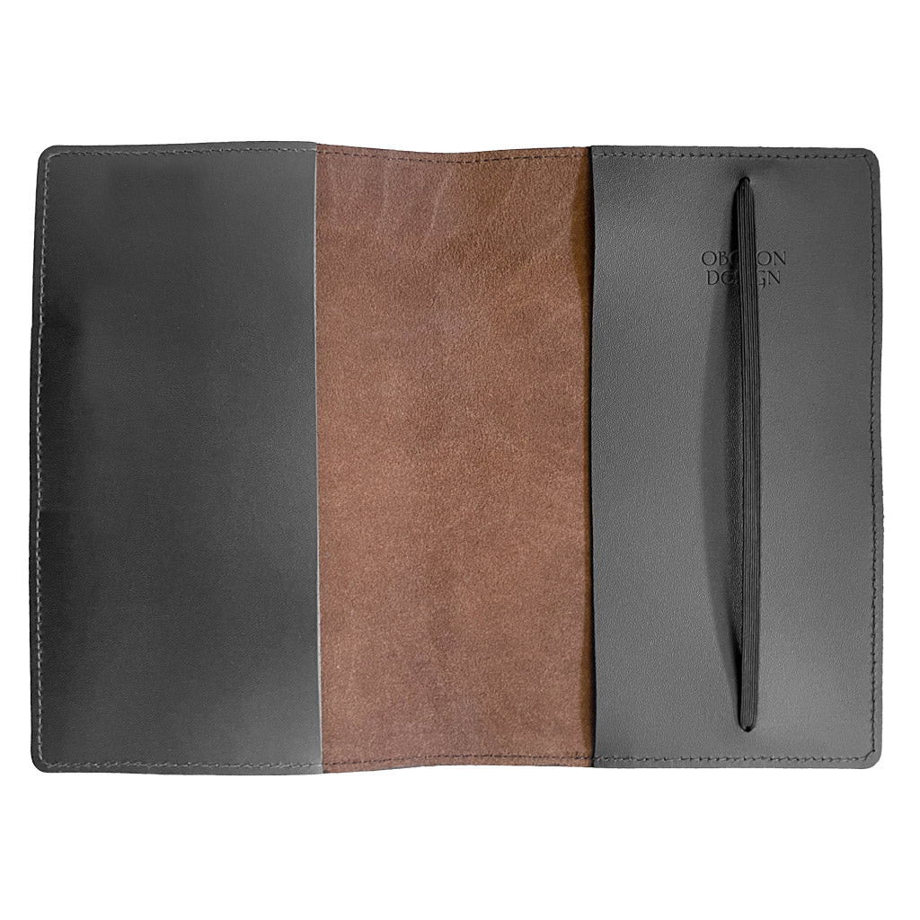 Oberon Design Large Refillable Leather Notebook Cover, Saddle Interior