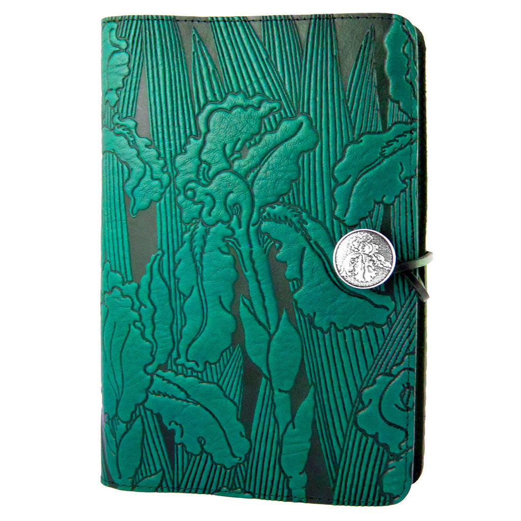 Oberon Design Large Refillable Leather Notebook Cover, Iris, Teal