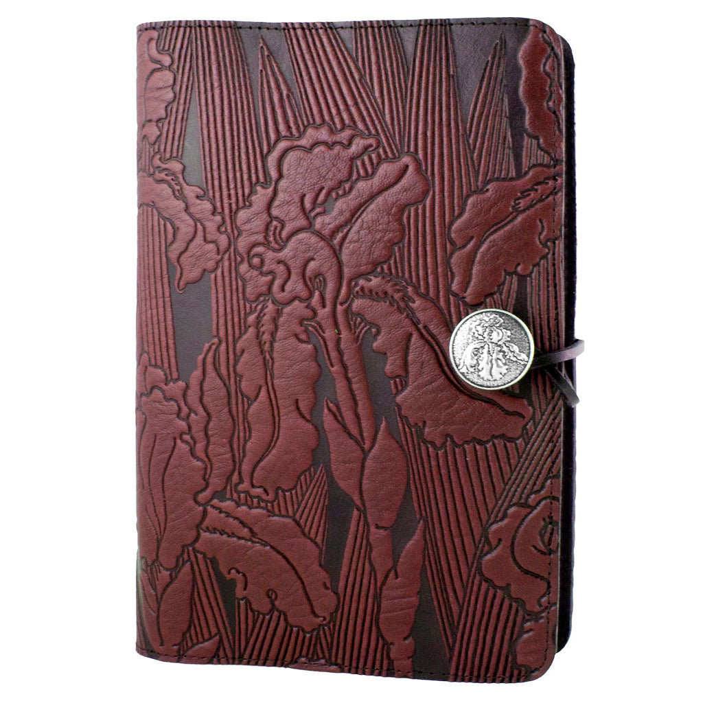 Oberon Design Large Refillable Leather Notebook Cover, Iris, WIne