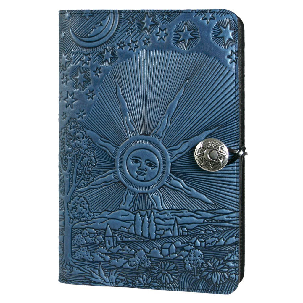 Oberon Design Refillable Large Leather Notebook Cover, Roof of Heaven, Blue