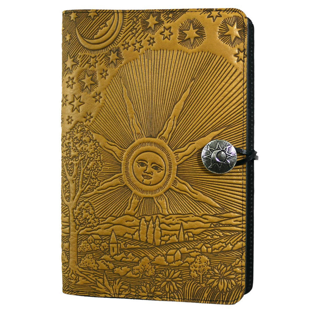 Oberon Design Refillable Large Leather Notebook Cover, Roof of Heaven, Marigold