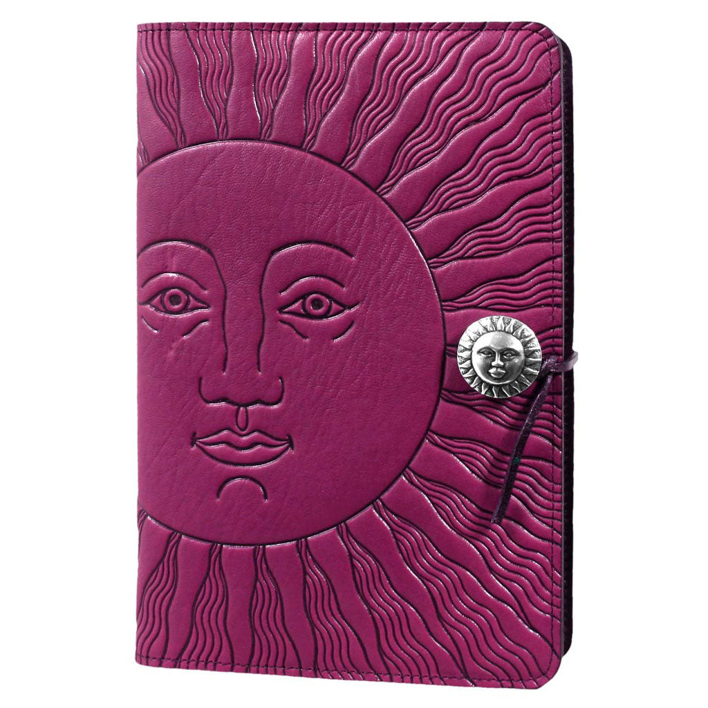 Oberon Design Refillable Large Leather Notebook Cover, Sun, Orchid