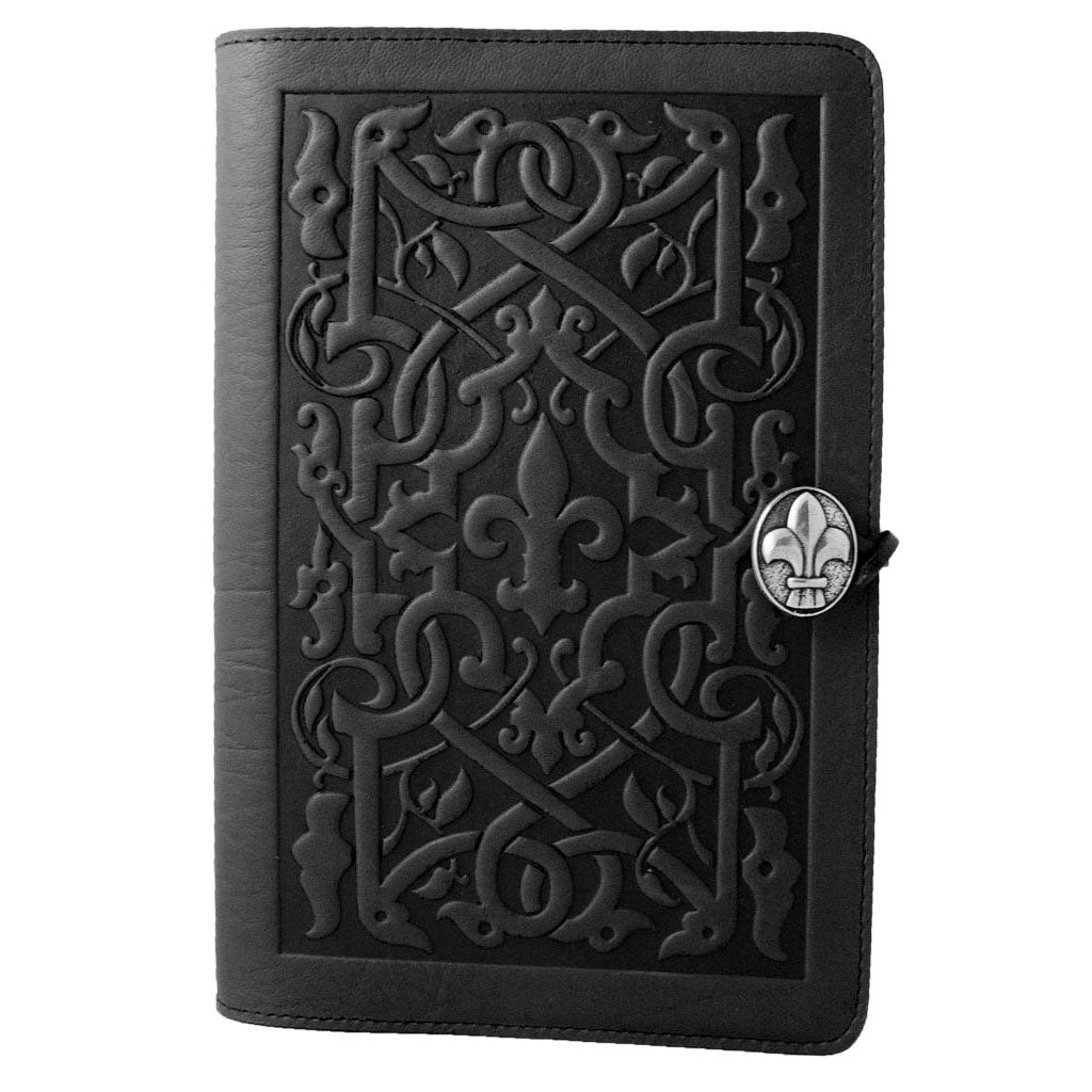 Oberon Design Refillable Large Leather Notebook Cover, The Medici, Black
