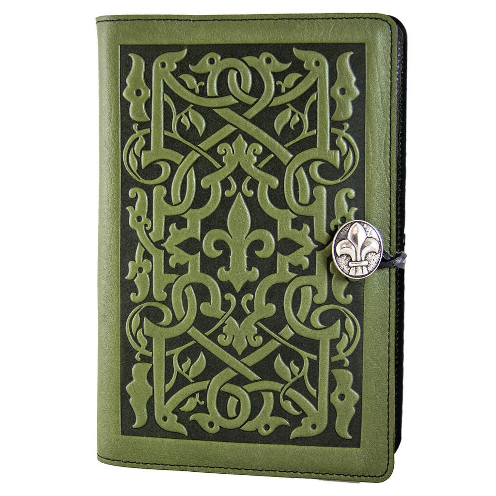 Oberon Design Refillable Large Leather Notebook Cover, The Medici, Fern