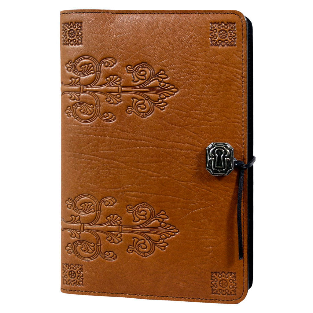 Oberon Design Large Refillable Leather Notebook Cover, da Vinci, Saddle