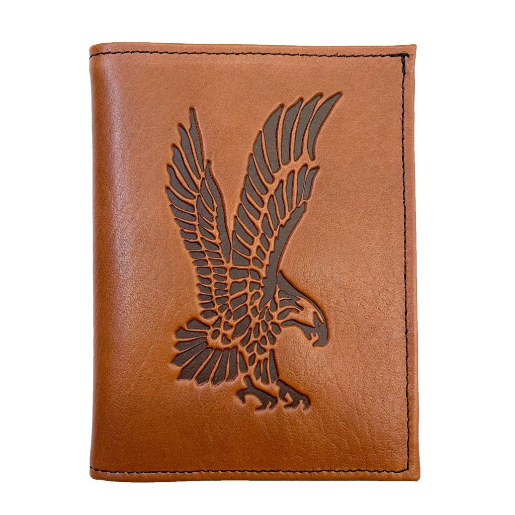 Oberon Design Genuine Leather Traveler Passport Wallet, Eagle, Saddle