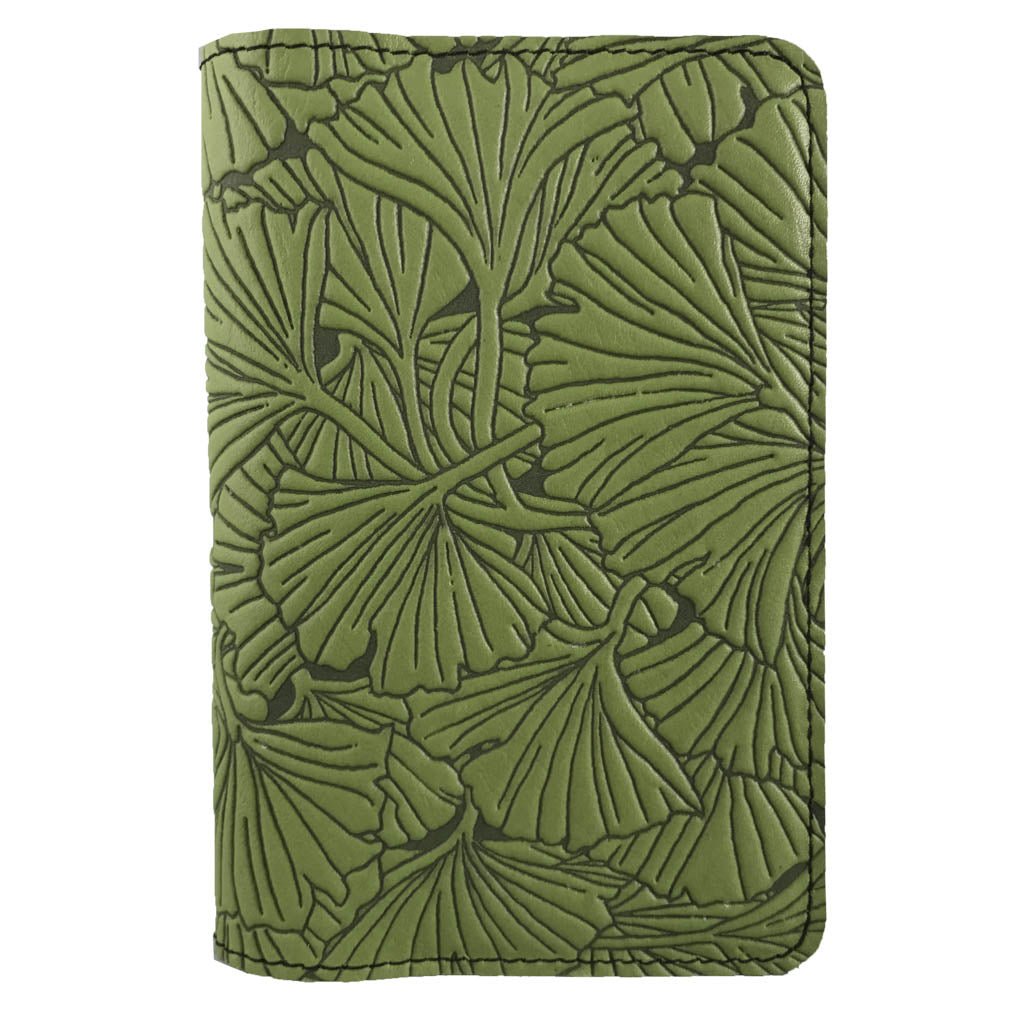 Oberon Design Ginkgo Refillable Leather Pocket Notebook Cover,  Fern