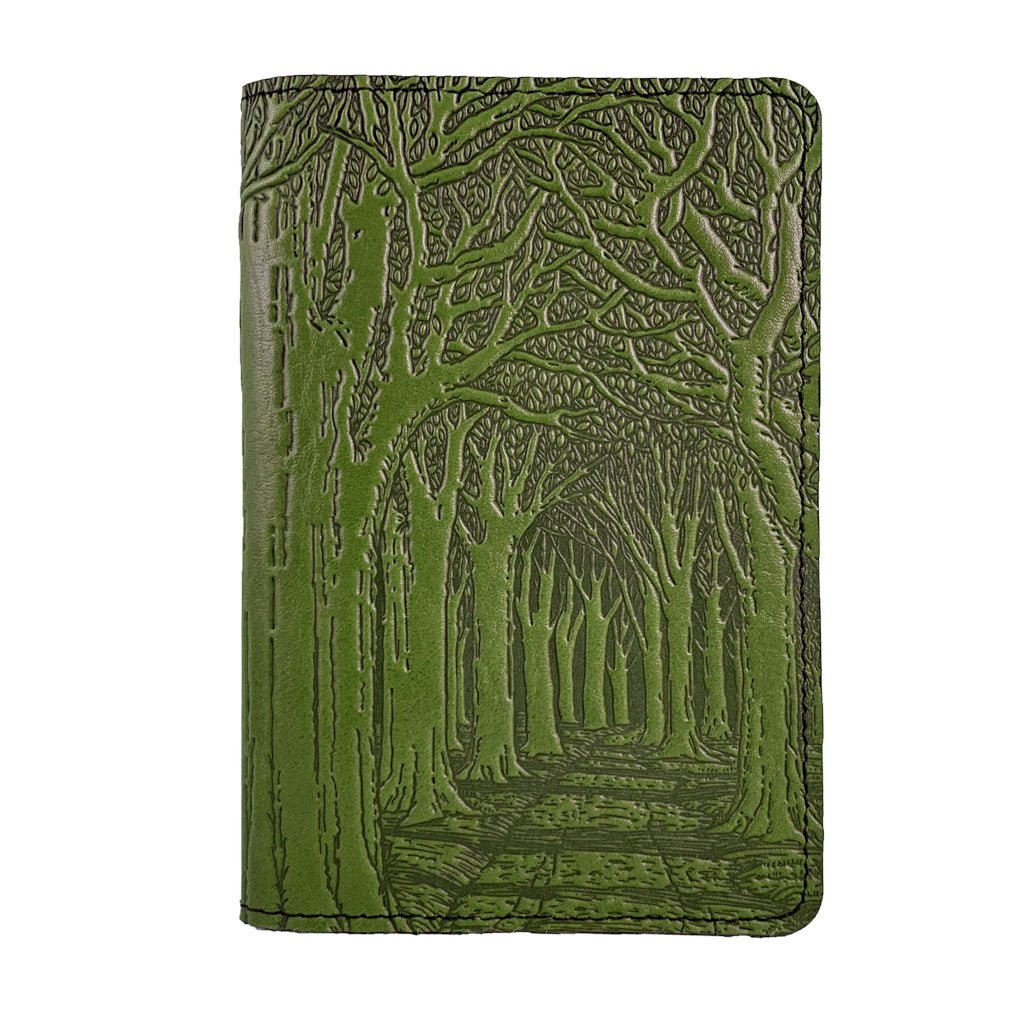 Oberon Design Avenue of Trees Refillable Leather Pocket Notebook Cover, Fern