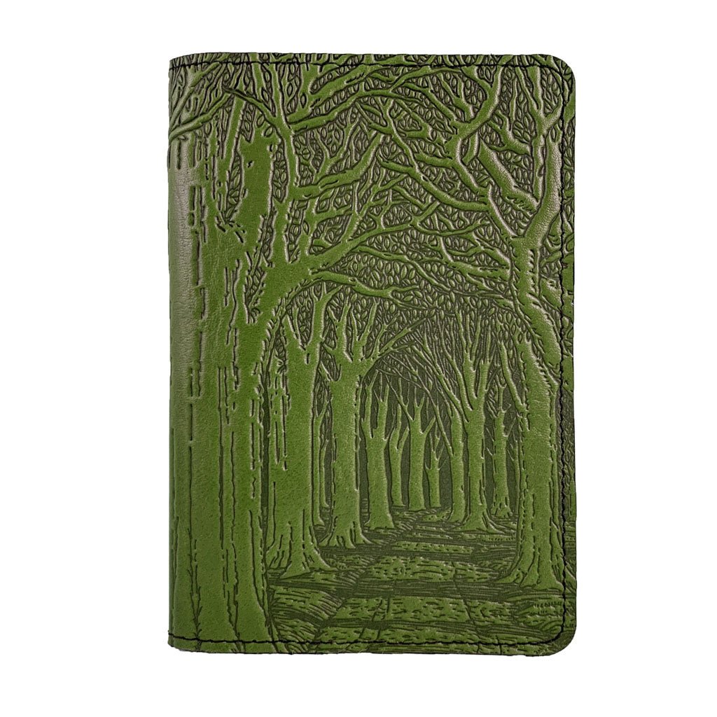 Oberon Design Avenue of Trees Refillable Leather Pocket Notebook Cover, Fern