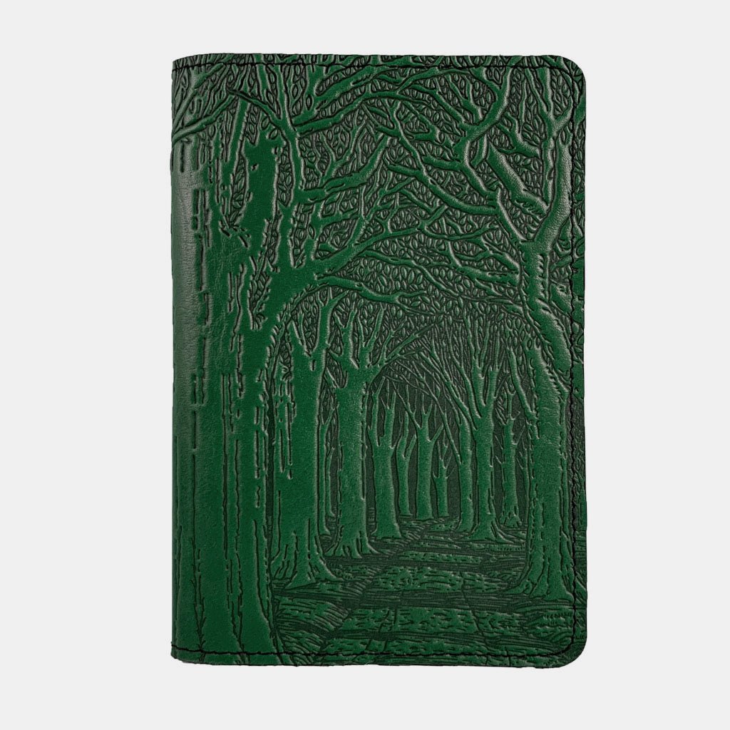 Oberon Design Avenue of Trees Refillable Leather Pocket Notebook Cover, Fern