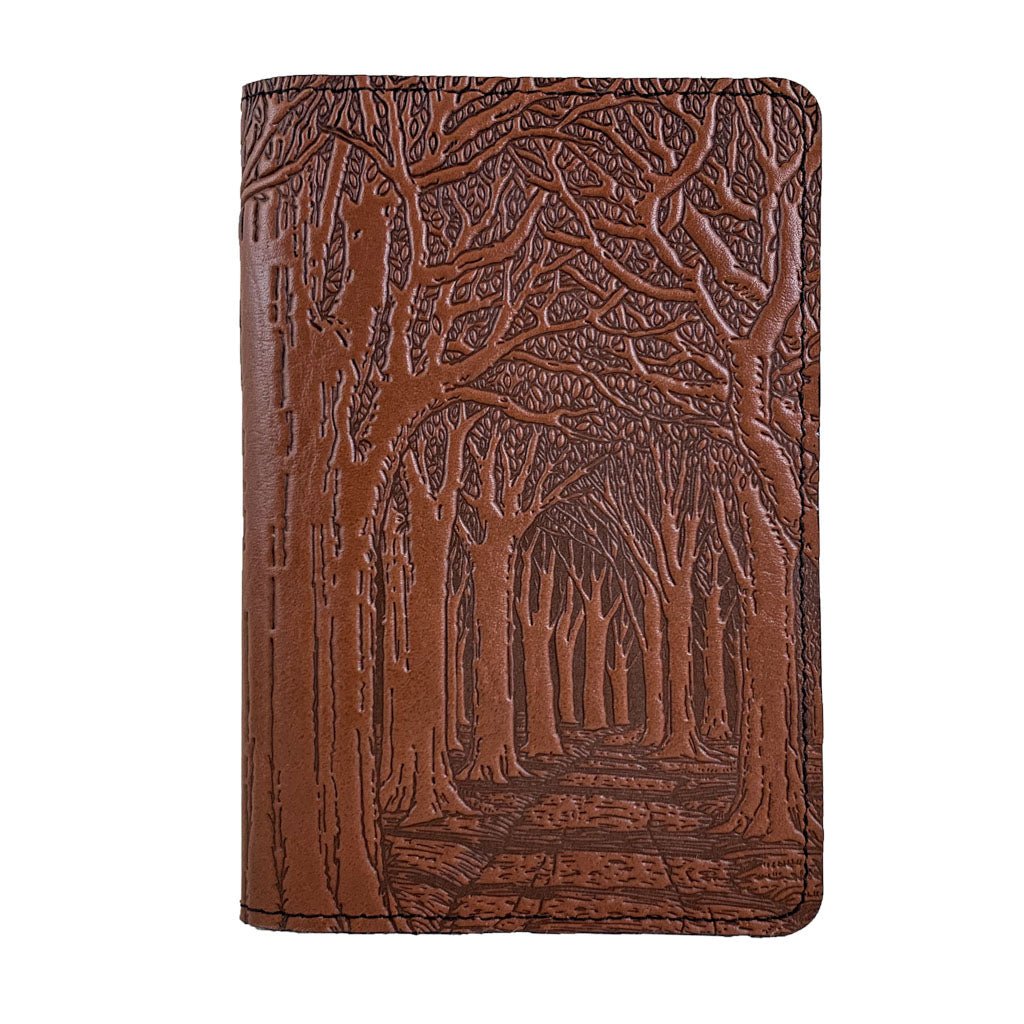 Oberon Design Avenue of Trees Refillable Leather Pocket Notebook Cover, Saddle