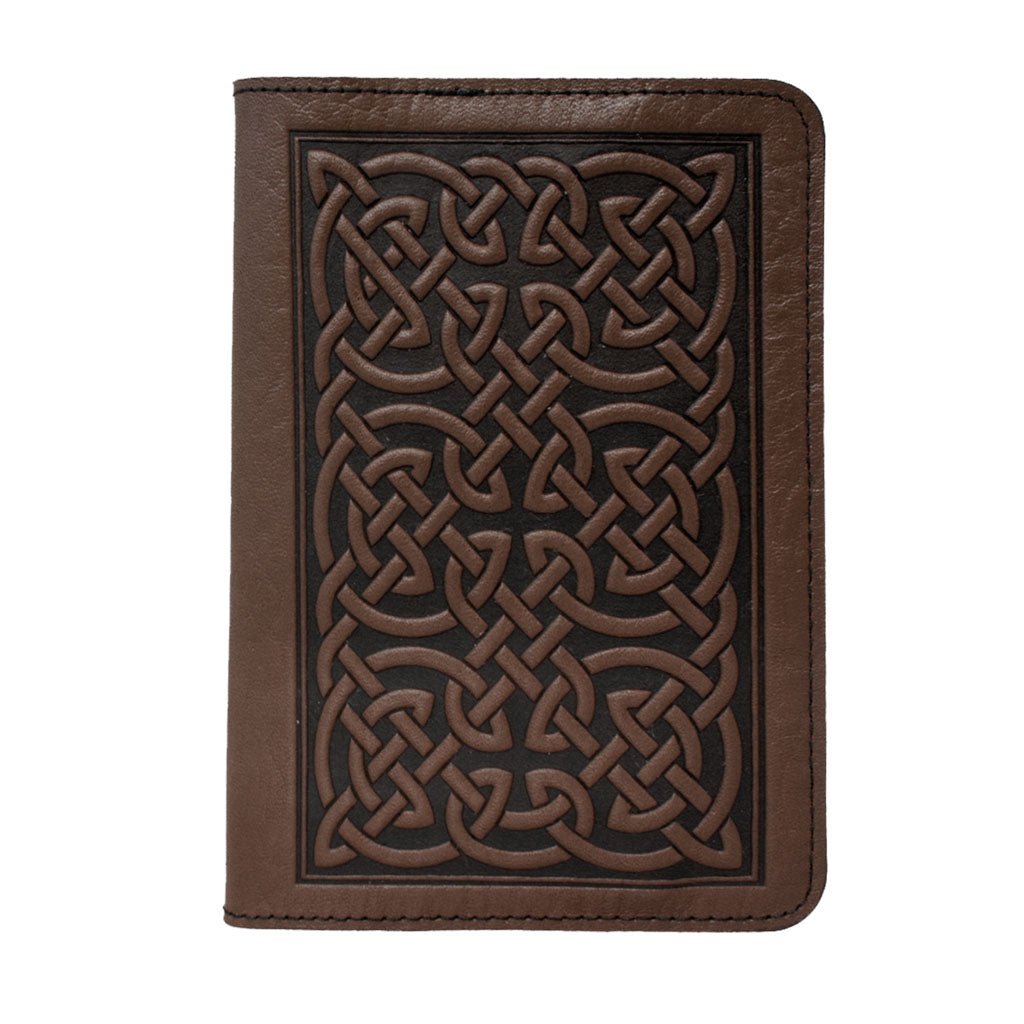 Oberon Design Bold Celtic Refillable Leather Pocket Notebook Cover, Chocolate
