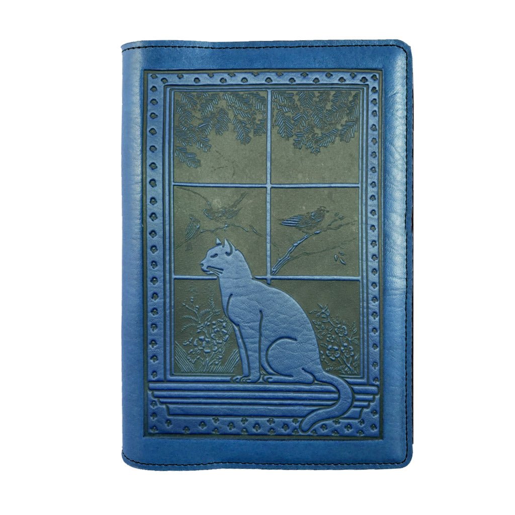 Oberon Design Leather Pocket Notebook Cover, Cat in Window, Orchid