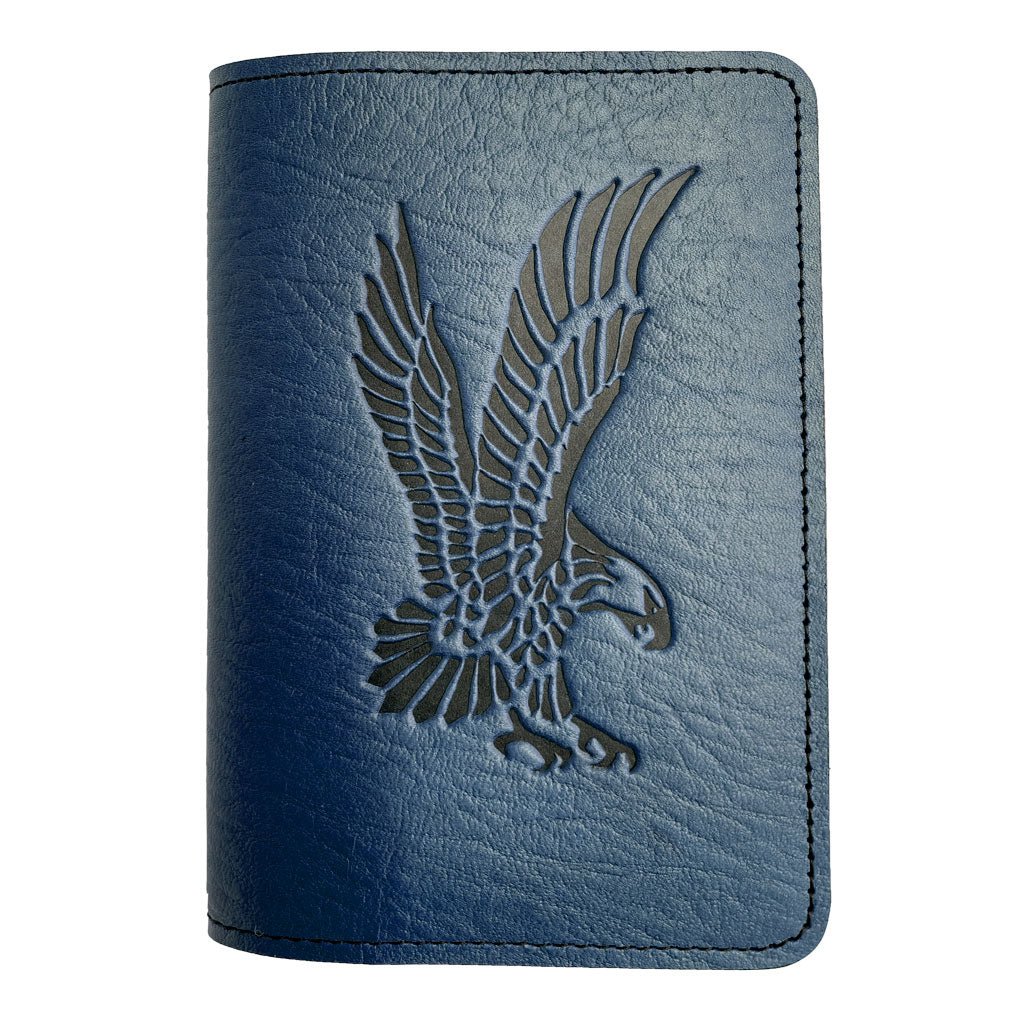 Oberon Design Refillable Leather Pocket Notebook Cover, Eagle , Navy