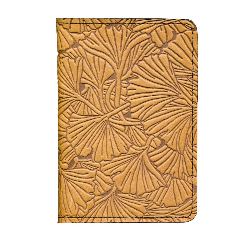 Oberon Design Refillable Leather Pocket Notebook Cover, Ginkgo, Marigold