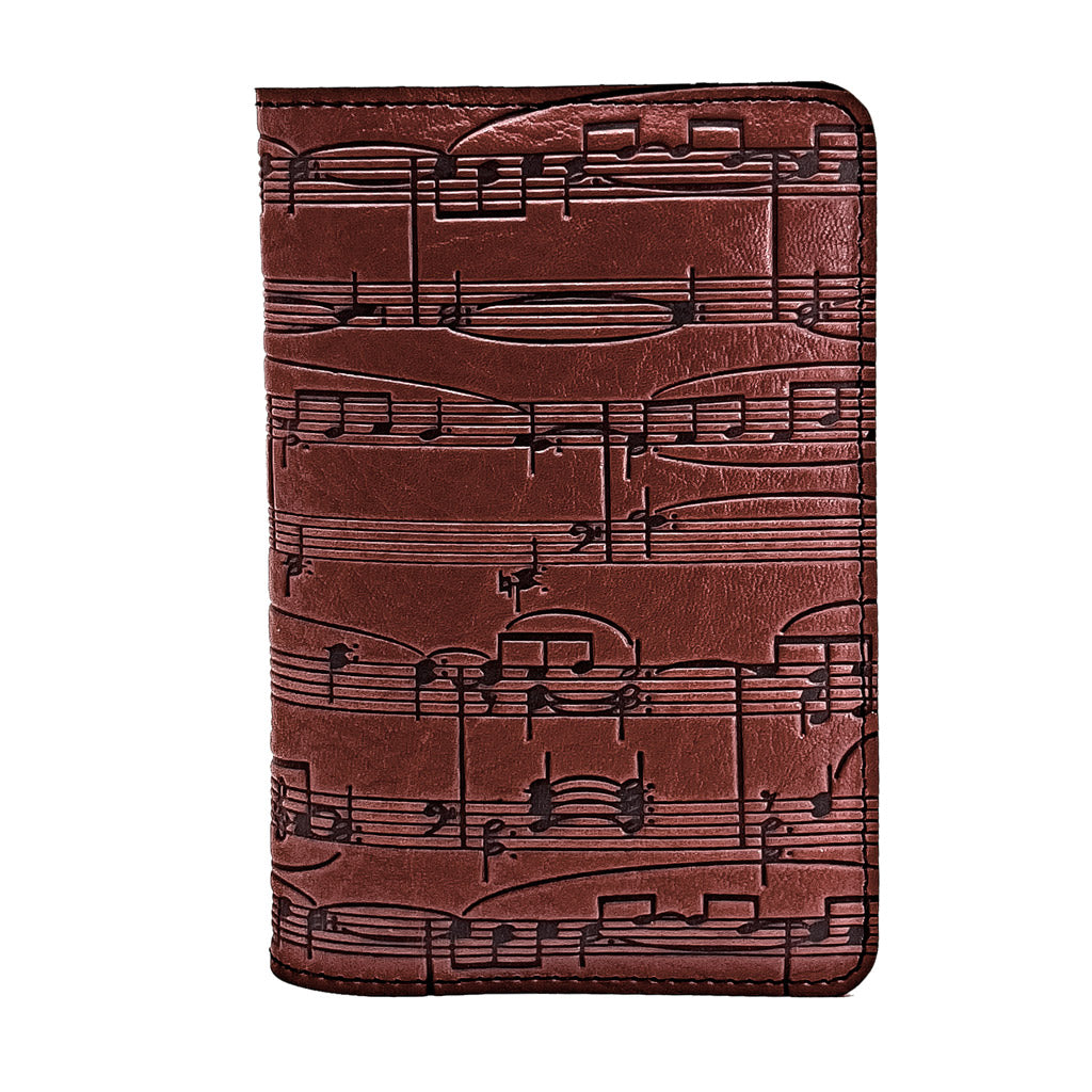 Oberon Design Refillable Leather Pocket Notebook Cover, Sheet Music, WIne 