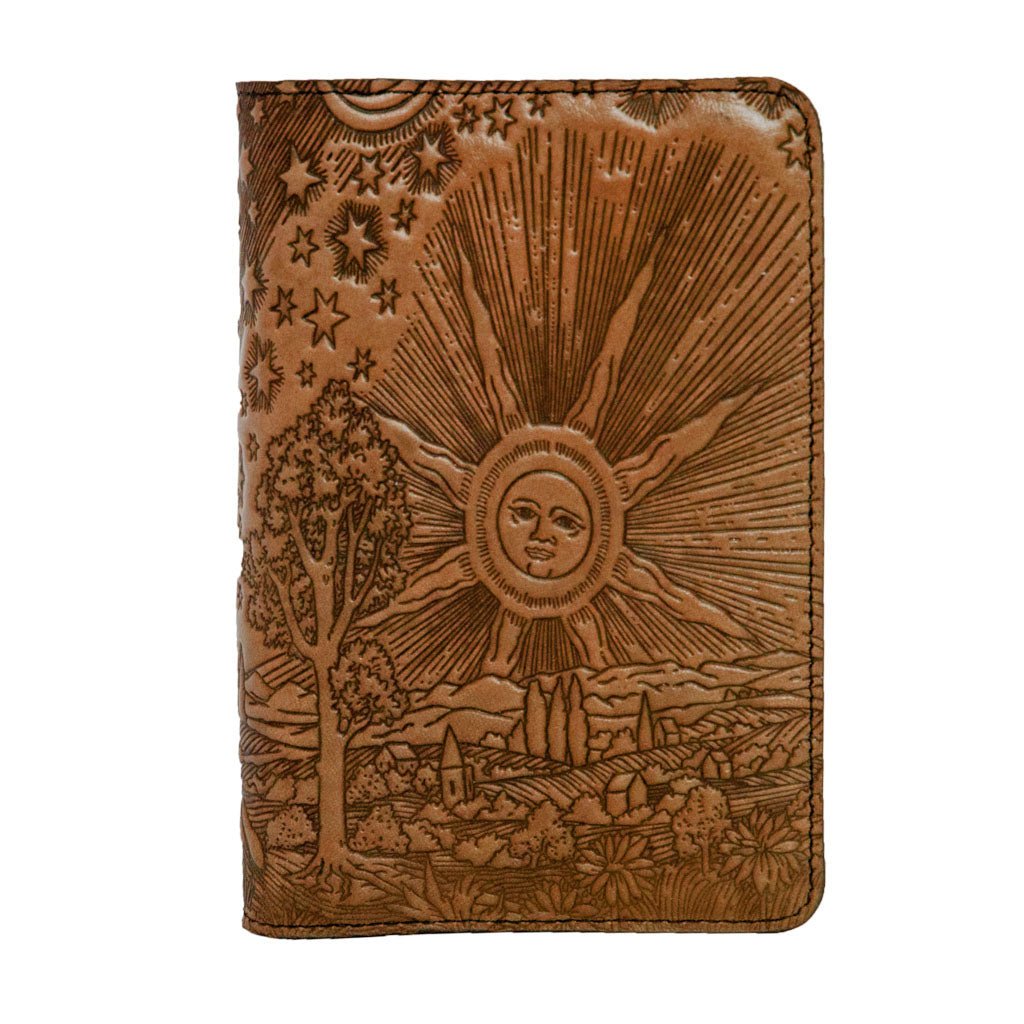 Oberon Design Refillable Leather Pocket Notebook Cover, Roof of Heaven, Saddle