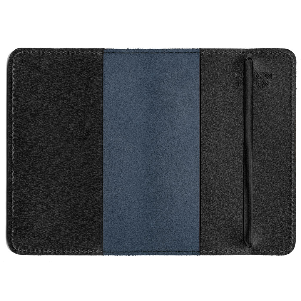 Oberon Design Refillable Leather Pocket Notebook Cover, Navy Interior