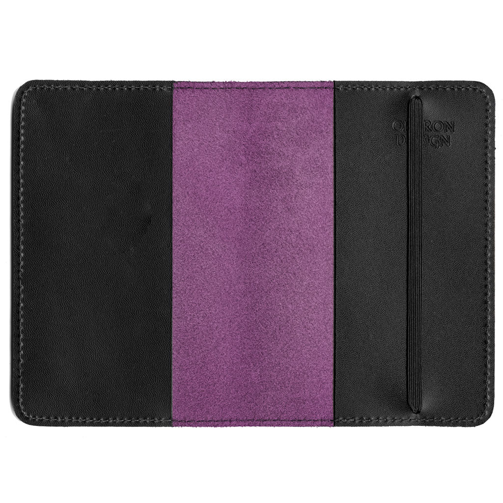 Oberon Design Refillable Leather Pocket Notebook Cover, Orchid Interior