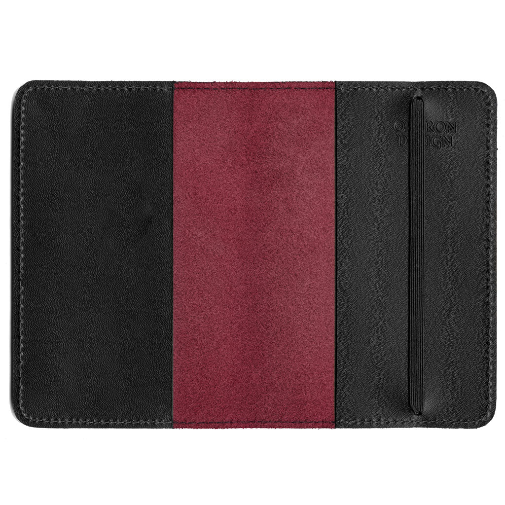 Oberon Design Refillable Leather Pocket Notebook Cover, Red Interior