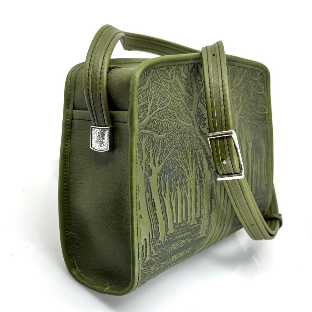 Oberon Design Leather Handbag, Avenue of Trees Retro Crossbody, Side
