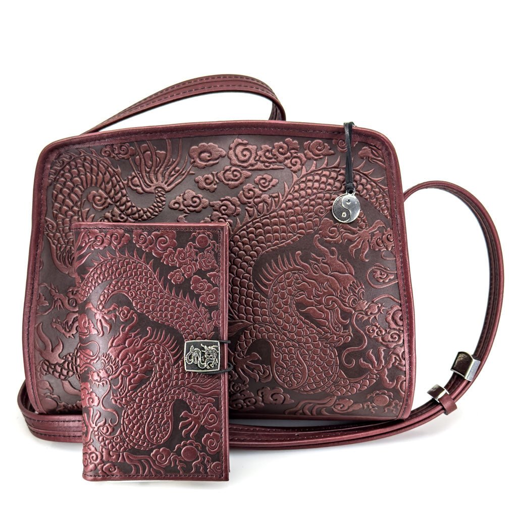 Oberon Design Leather Women's Handbag, Tree of Life Streamline