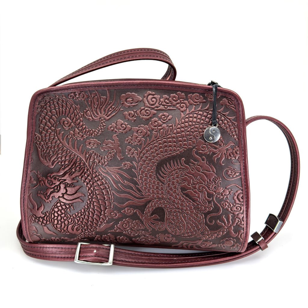 Oberon Design Leather Women's Handbag, Cloud Dragon Retro Crossbody