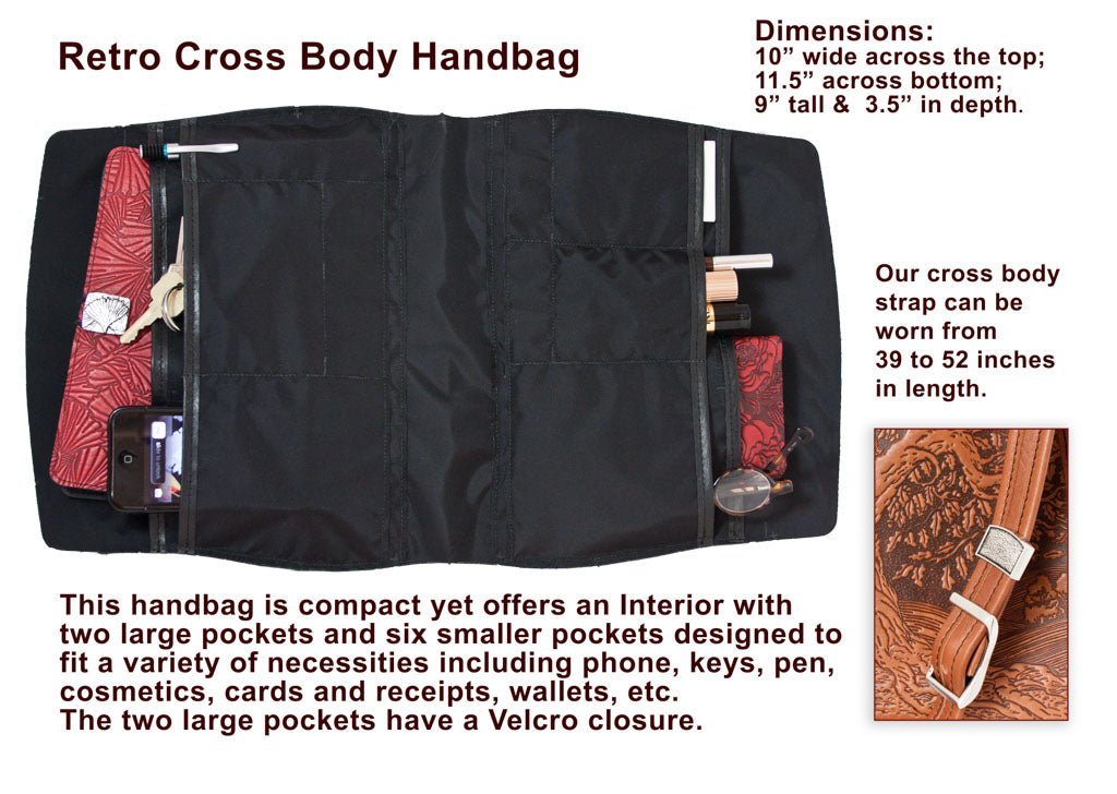 Oberon Design Leather Handbag, Retro Crossbody, Details